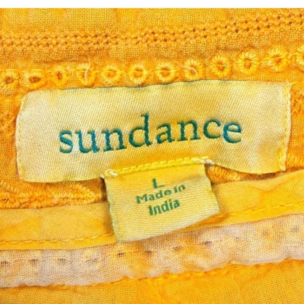 Sundance Gigi Eyelet Embroidered Straight Leg Pants Soleil Yellow Womens L - Picture 4 of 10